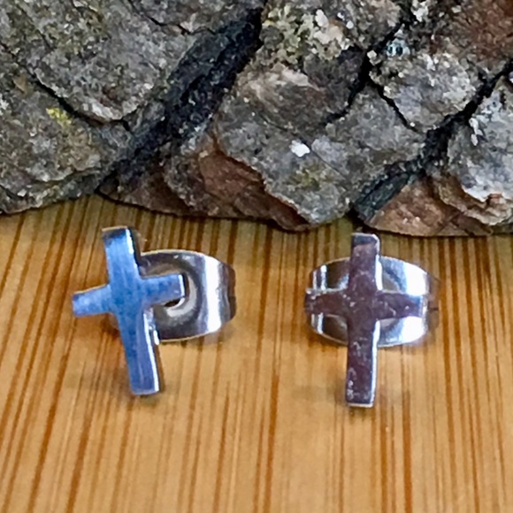 Jewelry - Minimalist Silver Cross Earrings